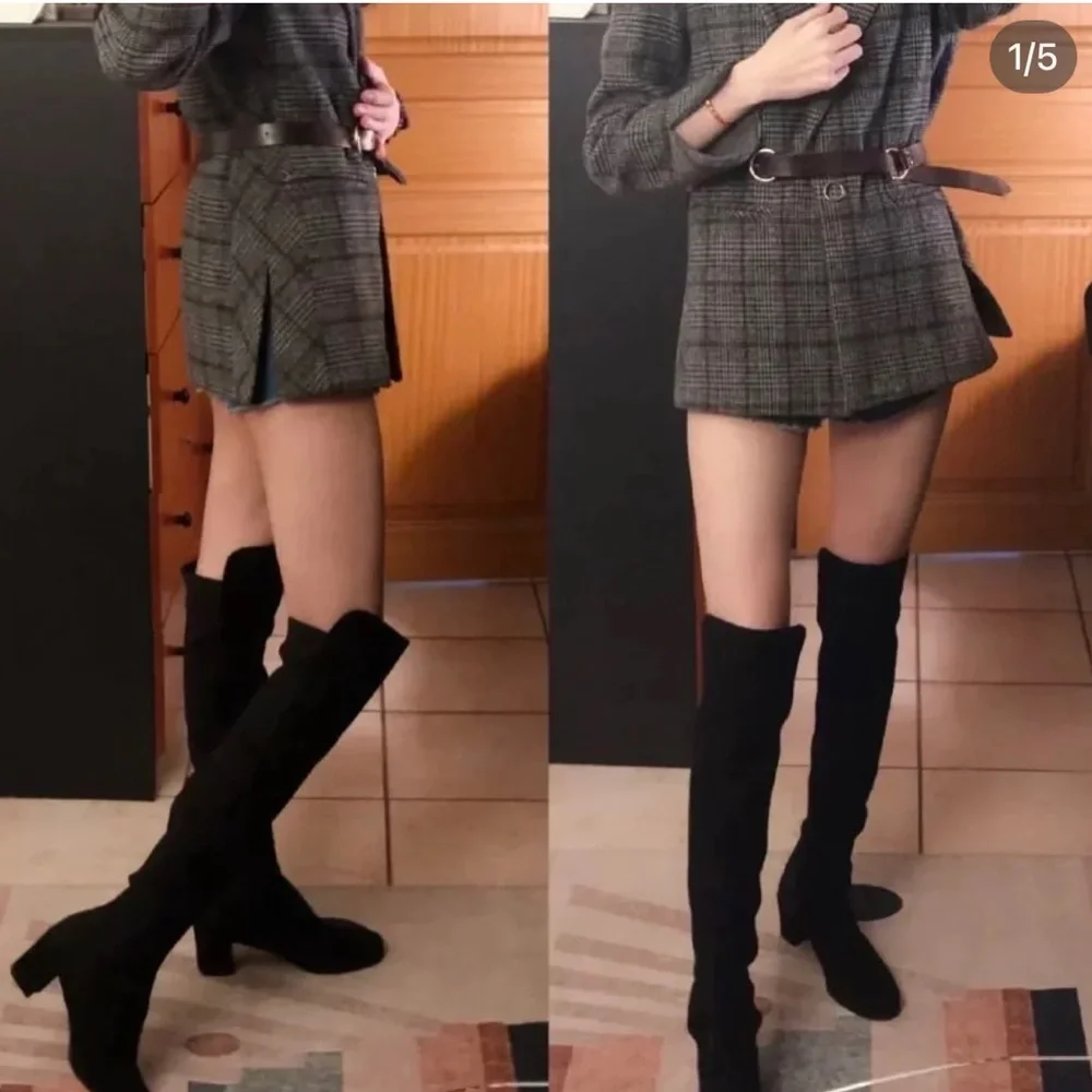 stuart weitzman 5050 mid boot black suede - Picture 2 of 8